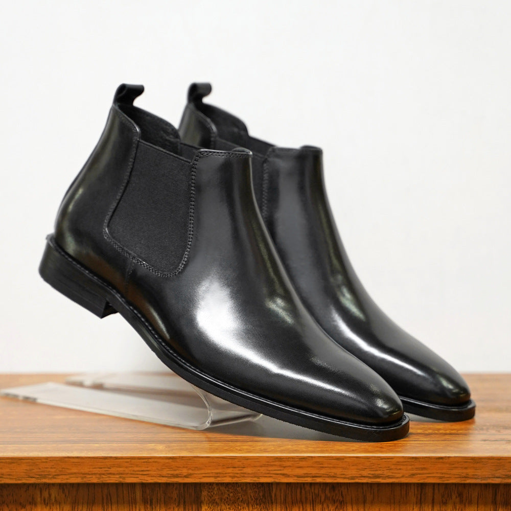 Botas de cuero con punta cuadrada para hombre