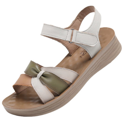 Sandalias planas de cuero auténtico coloridas