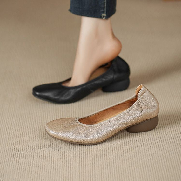 Zapatos de mujer de corte bajo y piel suave, estilo francés