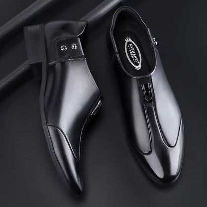 🐂Cuero🐂Zapatos Oxford sin cordones para hombre