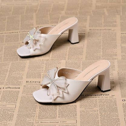 Sandalias de tacón ancho con detalle de lazo para mujer