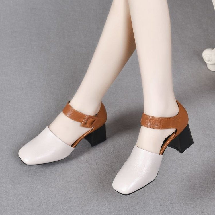 Zapatos de tacón alto bicolor para mujer