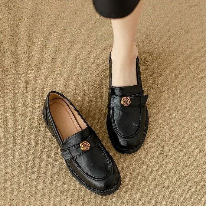 Zapatos de mujer de cuero suave y estilo vintage