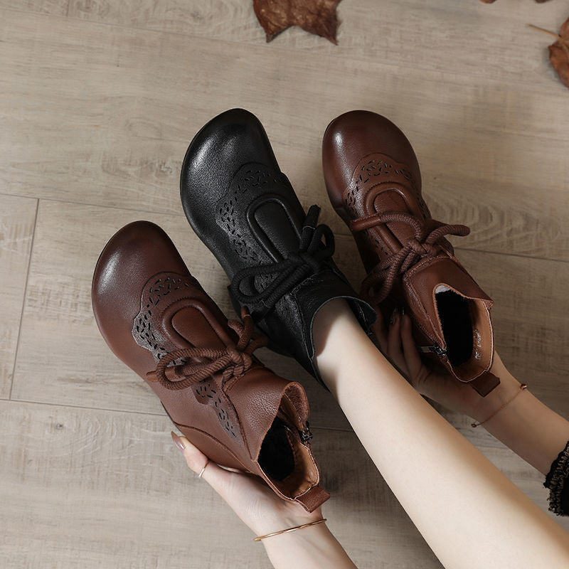 Botines de piel auténtica suave y estilo vintage