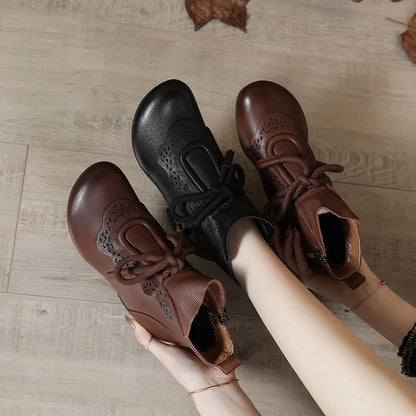Botines de piel auténtica suave y estilo vintage