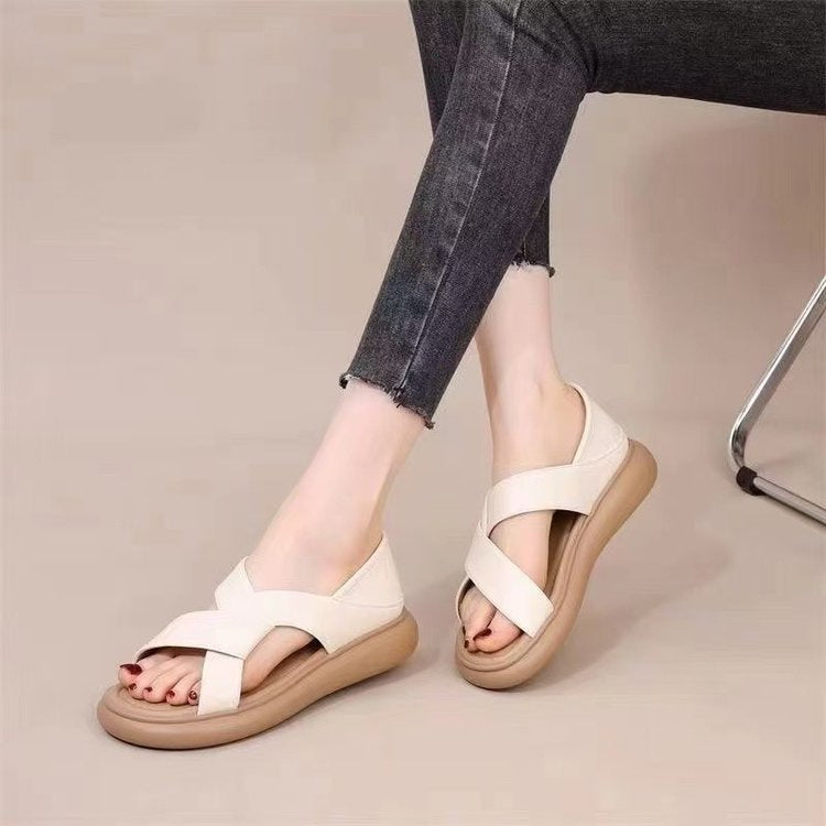 Sandalias de cuero suave para mujer