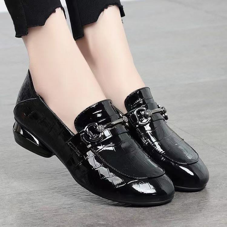 Zapatos de mujer de piel auténtica con efecto espejo a cuadros（50% de descuento）