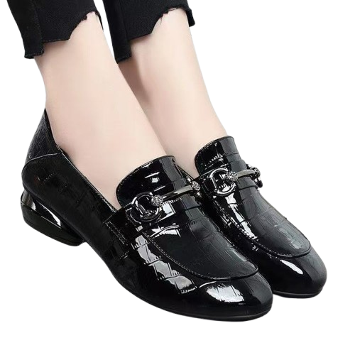Zapatos de mujer de piel auténtica con efecto espejo a cuadros（50% de descuento）