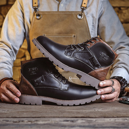 Botas de cuero para hombre de estilo británico vintage