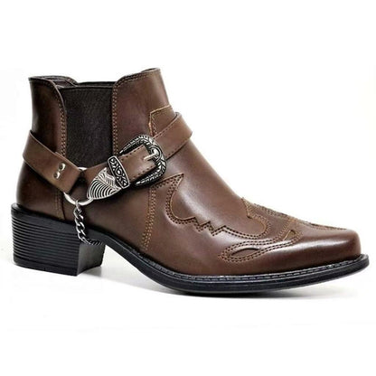 Botines de hombre con tacón en bloque y detalle de hebilla