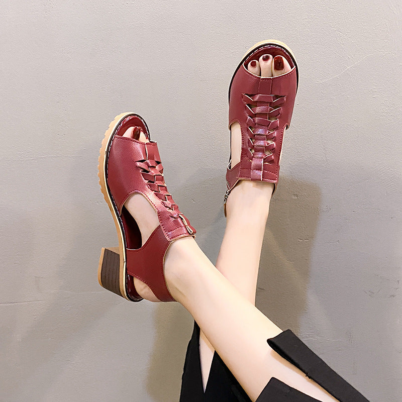 💖【100% cuero genuino】Sandalias clásicas con plataforma para mujer