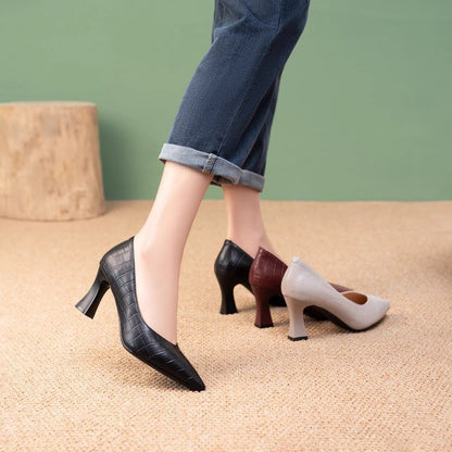 Zapatos de trabajo de tacón de aguja y suela blanda para mujer