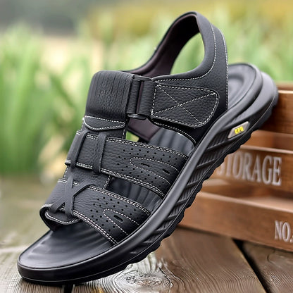 Sandalias de playa para hombre de piel de vaca de flor superior