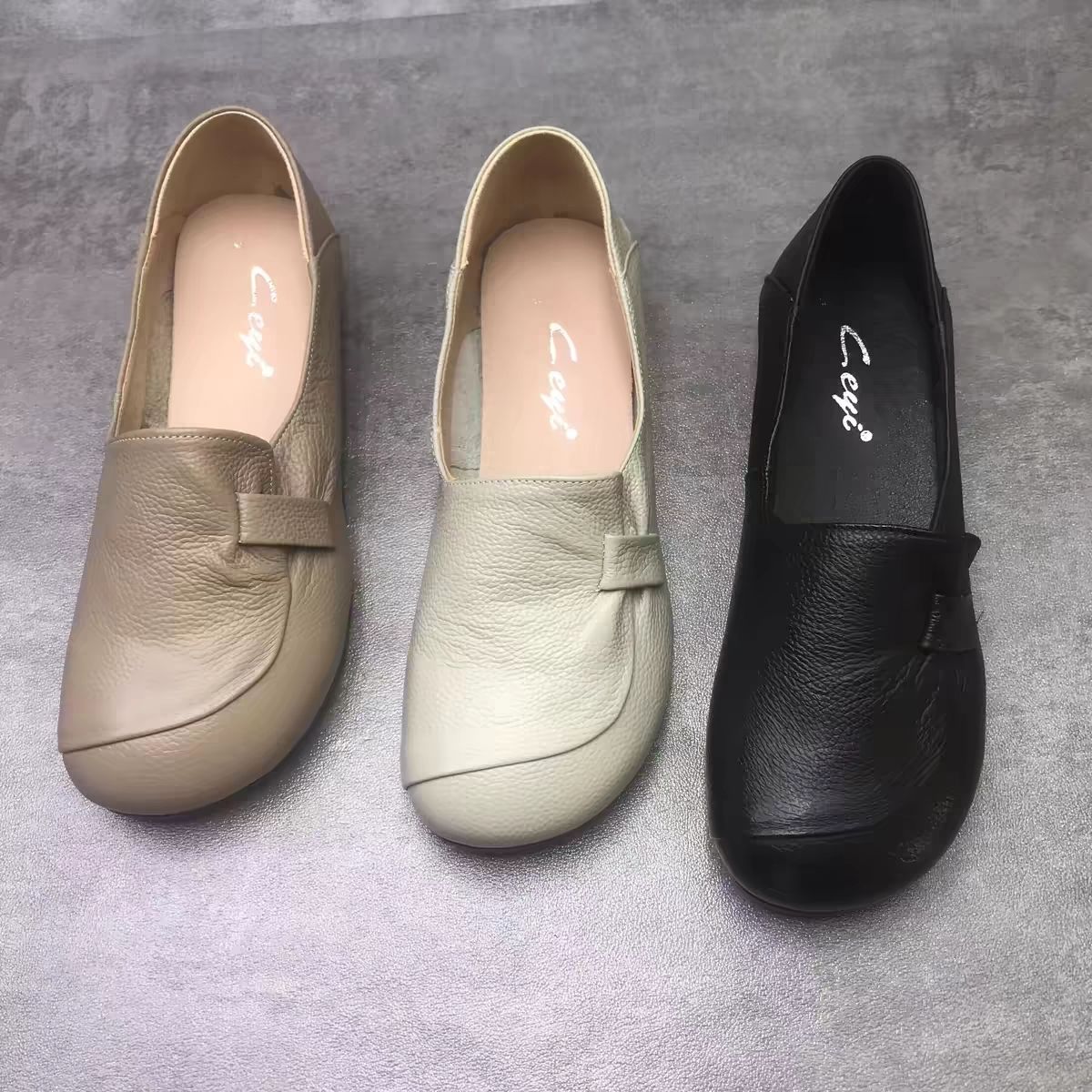 Bailarinas de cuero suave con suela blanda para mujer