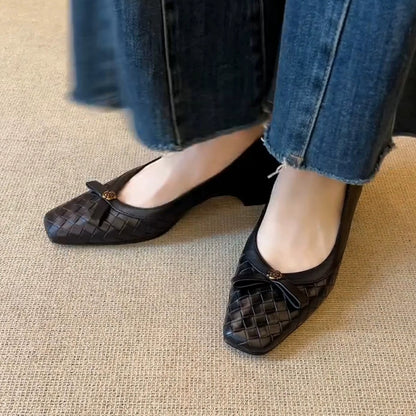 Zapatos de mujer de cuero trenzado estilo vintage