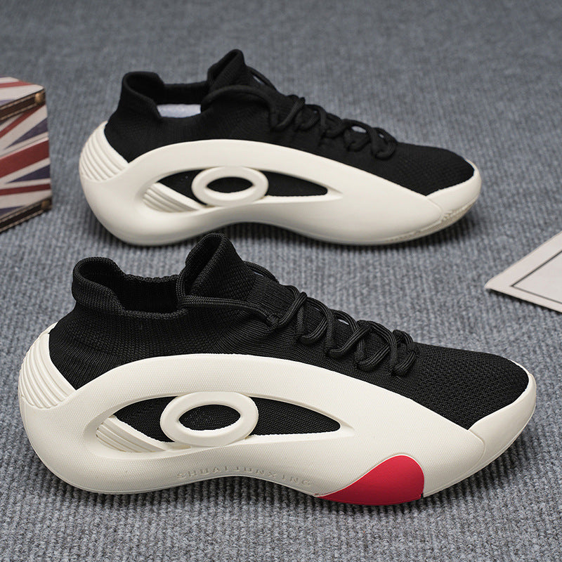 Zapatos masculinos con malla de punto volador transpirable en verano 2025 antideslizantes nuevos zapatos de calcetines deportivos casuales diseño de nicho zapatos de moda masculinos