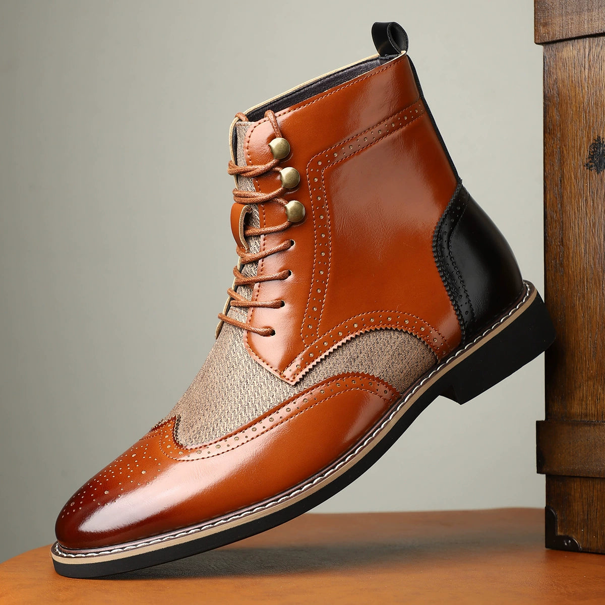 Botines de caña alta para hombre con diseño de bloques de color