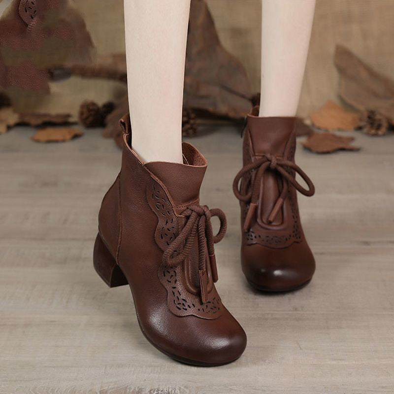 Botines de piel auténtica suave y estilo vintage