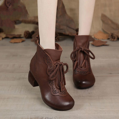 Botines de piel auténtica suave y estilo vintage