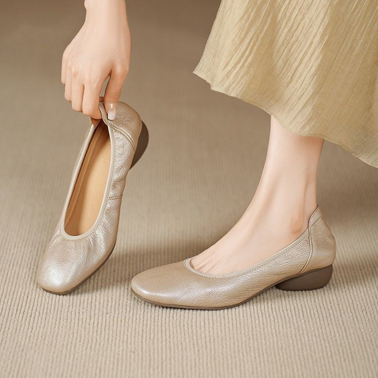 Zapatos de mujer de corte bajo y piel suave, estilo francés