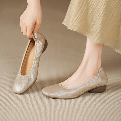 Zapatos de mujer de corte bajo y piel suave, estilo francés