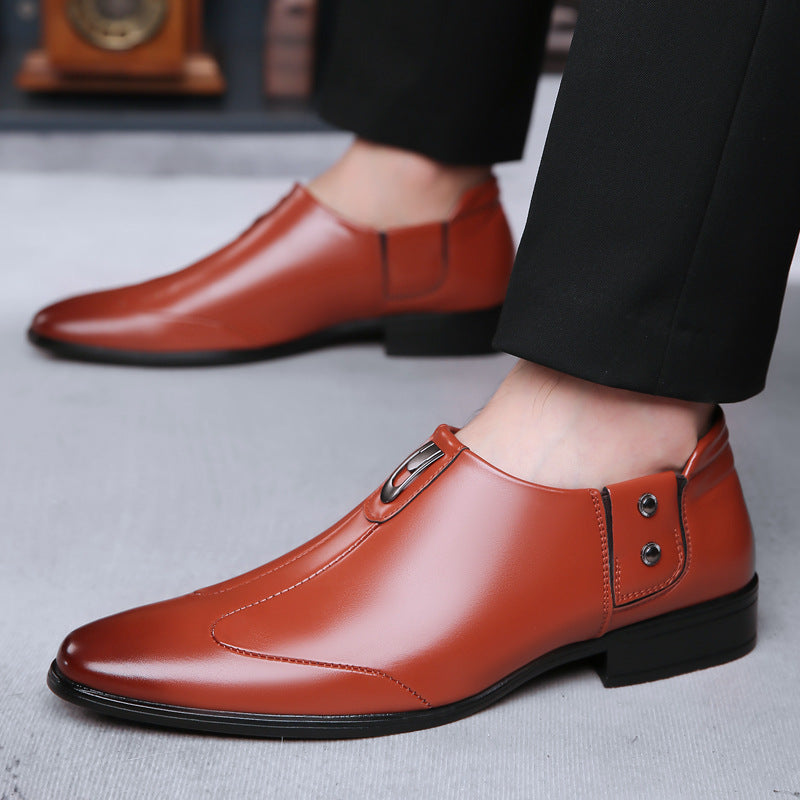 Zapatos de cuero formales de negocios para hombre, de punta afilada