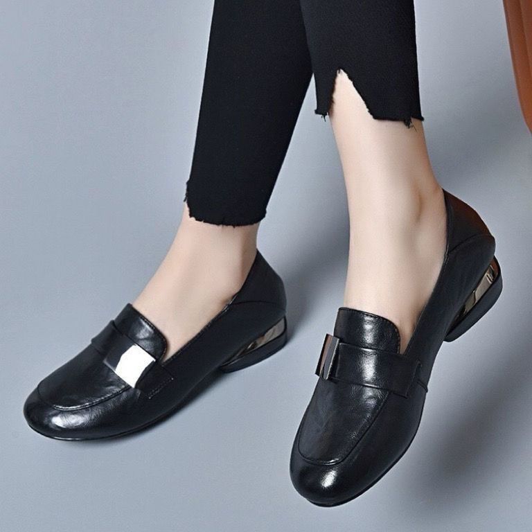 Zapatos de salón para mujer de punta redonda y tacón de bloque
