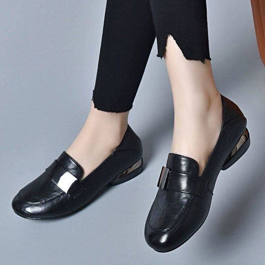 Zapatos de salón para mujer de punta redonda y tacón de bloque
