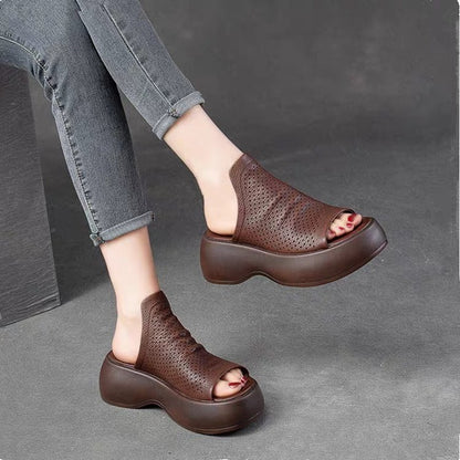 Sandalias de plataforma caladas con abertura en la puntera para mujer