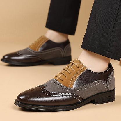 Zapatos de cuero bicolor de estilo británico para hombre