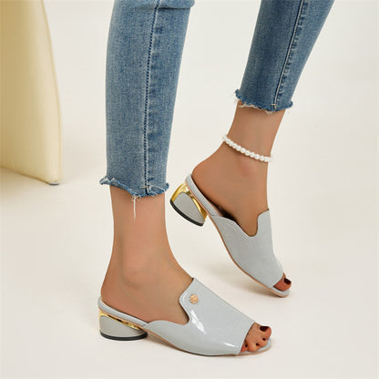 🐂Cuero🐂Zapatos de piel de cocodrilo con tacón alto y boca de pez