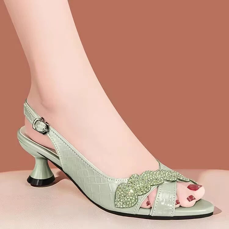 Zapatos de tacón alto con abertura en la puntera y suela blanda para mujer