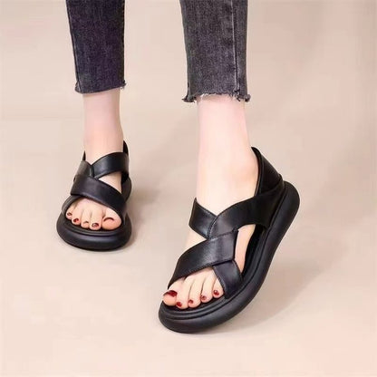 Sandalias de cuero suave para mujer