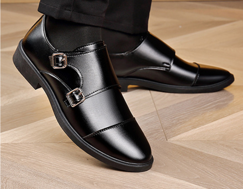 Zapatos de negocios de cuero suave con hebillas elásticas