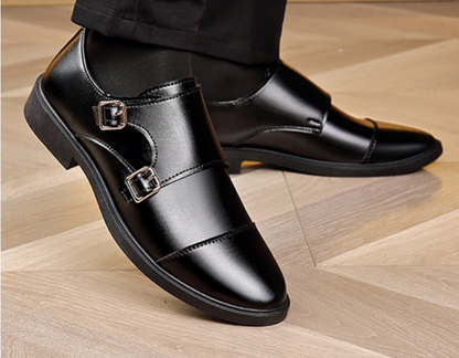 Zapatos de negocios de cuero suave con hebillas elásticas