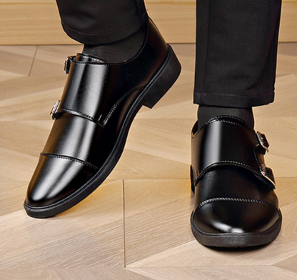 Zapatos de negocios de cuero suave con hebillas elásticas