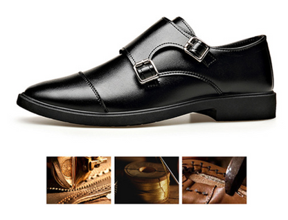 Zapatos de negocios de cuero suave con hebillas elásticas