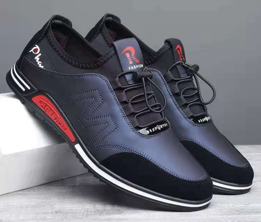 Zapatos casuales para hombre de piel con suela blanda