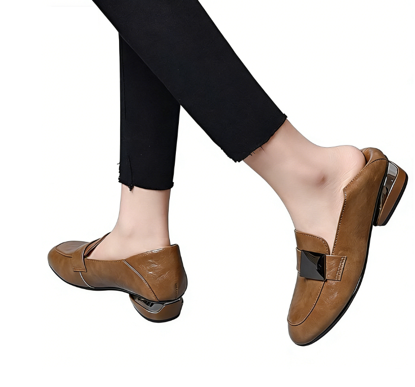 Zapatos de salón para mujer de punta redonda y tacón de bloque