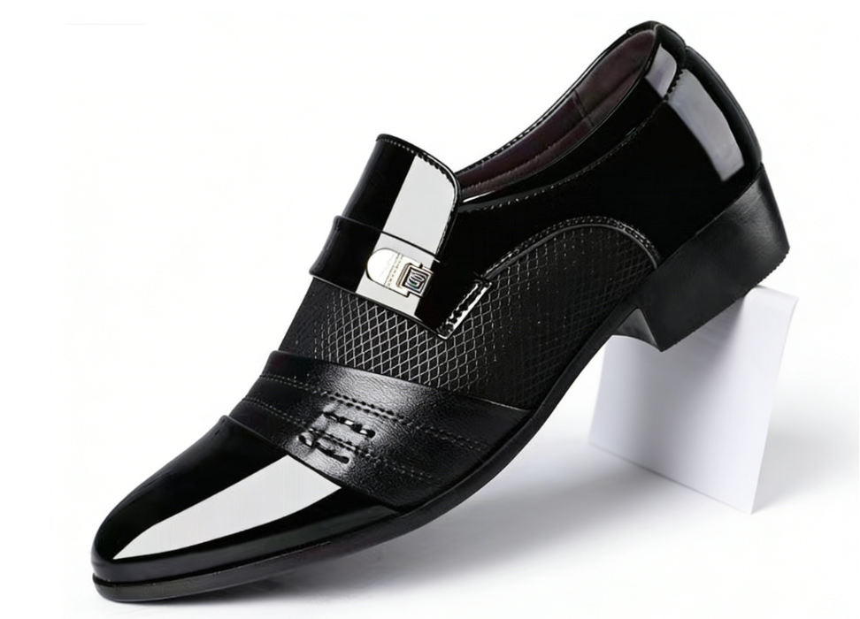 Zapatos de cuero con acabado espejo para hombre