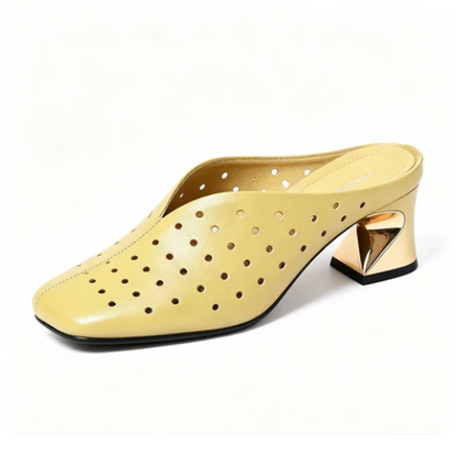 Zapatos de tacón grueso calados de estilo retro francés, nuevos