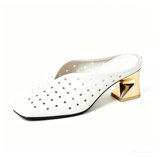 Zapatos de tacón grueso calados de estilo retro francés, nuevos