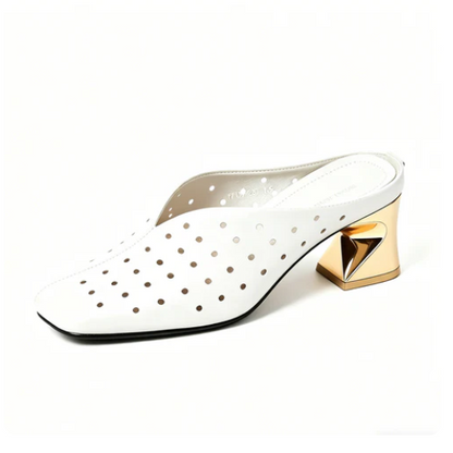 Zapatos de tacón grueso calados de estilo retro francés, nuevos