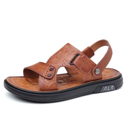 Sandalias de piel de vaca de flor para hombre