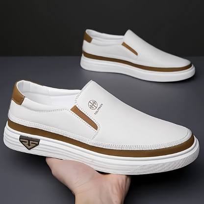 Zapatos de cuero sin cordones para hombre con suela gruesa