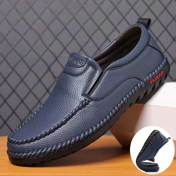 Zapatos casuales de cuero con suela blanda y diseño versátil para hombre