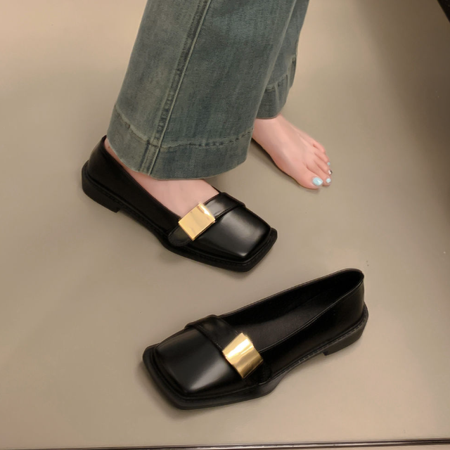 Mocasines de mujer con punta cuadrada y suela blanda