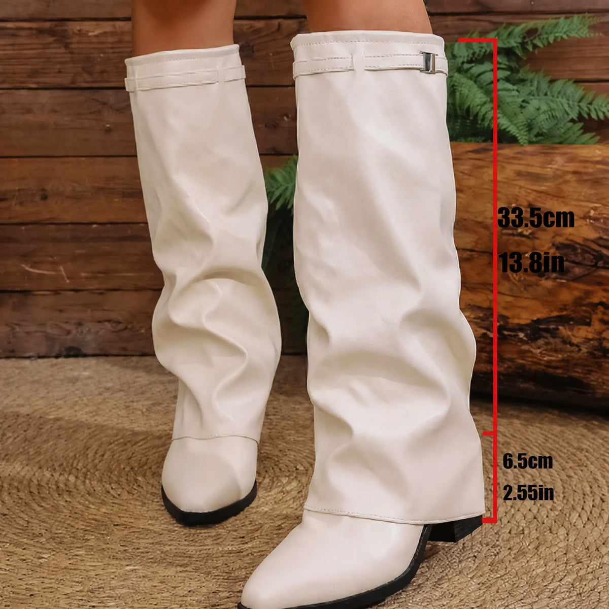 Botas sobre la rodilla para mujer, sin cordones, cuero de alta calidad