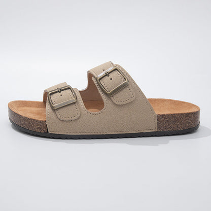 Sandalias de cuero, plantilla cómoda, chanclas de suela gruesa