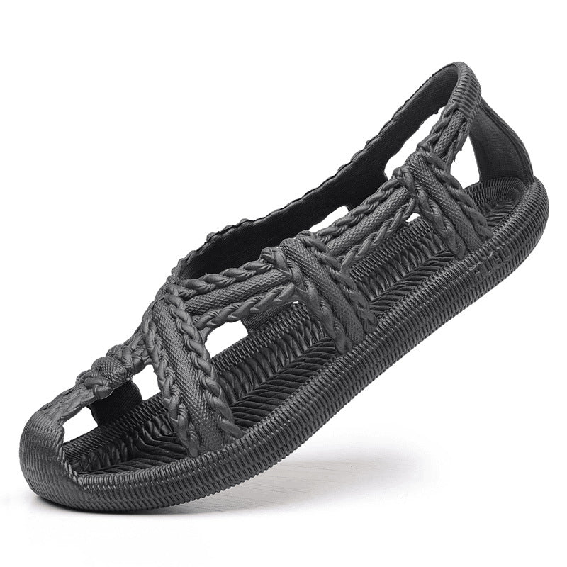Sandalias de tejido vintage, suela blanda antideslizante, unisex